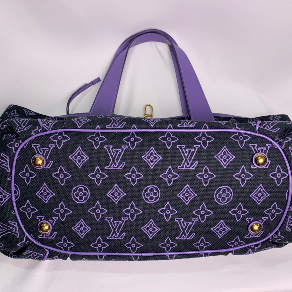 Louis Vuitton Limited Edition Purple Navy Canvas Cabas Ipanema GM Bag W Pouch - Picture 6 of 16